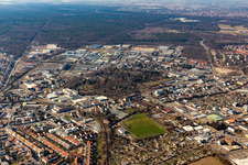 Aerial photograpy of Cemetery in the district Burgfeld in Speyer in the state Rhineland-Palatinate, Germany