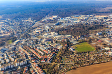 Aerial view of West Viehtriftstr in Speyer in the state Rhineland-Palatinate, Germany