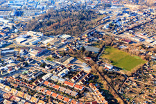 Cemetery and commercial area Am Rabensteinerweg in Speyer in the state Rhineland-Palatinate, Germany