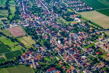 Village from the southeast in Essingen in the state Rhineland-Palatinate, Germany