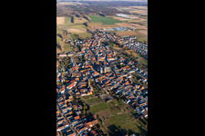 Aerial view of The city center in the downtown area in Geinsheim in the state Rhineland-Palatinate, Germany