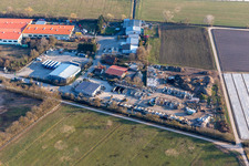 Aerial view of Industrial estate In der Sauheide, Bührmann Weine in Zeiskam in the state Rhineland-Palatinate, Germany