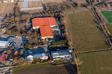 Aerial photograpy of Industrial estate In der Sauheide, Bührmann Weine in Zeiskam in the state Rhineland-Palatinate, Germany