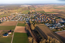 Oblique view of Knittelsheim in the state Rhineland-Palatinate, Germany