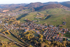 Aerial view of Siebeldingen in the state Rhineland-Palatinate, Germany