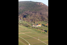 Complex of the hotel building Wohlfuehlhotel Alte Rebschule and Gasthaus Sesel in springtime in Rhodt unter Rietburg in the state Rhineland-Palatinate, Germany