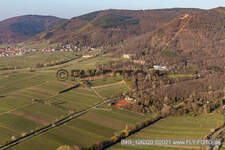 Villa Ludwigshöhe Palace in Edenkoben in the state Rhineland-Palatinate, Germany seen from above