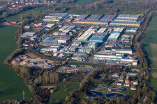 Industrial and commercial area Landau Ost with Michelin Tires and APL Automobil-Prueftechnik Landau GmbH in Landau in der Pfalz in the state Rhineland-Palatinate, Germany from above