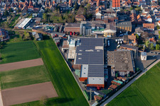 Aerial photograpy of Factory premises of BELLHEIMER BRAUEREI - PARK & Bellheimer Brauereien GmbH & Co. KG in Bellheim in the state Rhineland-Palatinate, Germany
