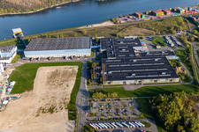 Aerial view of Paper Mill Palm GmbH in Wörth am Rhein in the state Rhineland-Palatinate, Germany