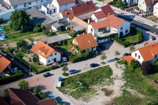 Aerial view of Rennbahnstraße x Albert-Einstein-Straße in Haßloch in the state Rhineland-Palatinate, Germany