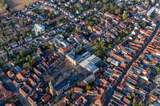 Aerial view of Main Street and Market Square in Kandel in the state Rhineland-Palatinate, Germany