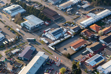 Horst industrial estate with Der Innenausbauer IV eK, MSV GmbH Medical Systems, Frey Metalltechnik, owner Dipl.-Ing. Matthias Frey eK and Automotive and Caravan Service Messinger in the district Minderslachen in Kandel in the state Rhineland-Palatinate, Germany