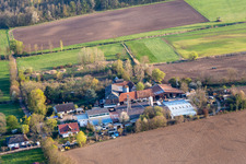 Aerial view of Horse boarding at Palatino Ranch in Steinweiler in the state Rhineland-Palatinate, Germany
