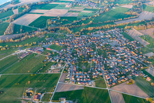 Village - view on the edge of agricultural fields and farmland in Forstfeld in Grand Est, France