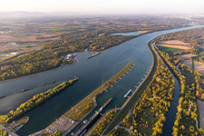 EDF hydroelectric power station at the Freistett Rhine lock in Gambsheim in the state Bas-Rhin, France