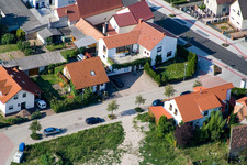 Oblique view of Rennbahnstraße x Albert-Einstein-Straße in Haßloch in the state Rhineland-Palatinate, Germany