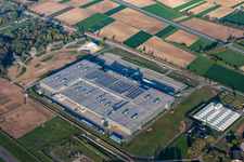 Building complex and grounds of the logistics center of Zalando Logistics Sued SE & Co. KG on Einsteinallee in Lahr/Schwarzwald in the state Baden-Wurttemberg, Germany