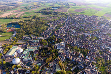 Aerial photograpy of City area with outside districts and inner city area in Rust in the state Baden-Wuerttemberg, Germany