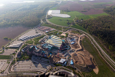 Extension construction site for the Water park "Rulantica" and museum hotel Kronasar on the grounds of the locked down amusement park "Europapark" in Rust in the state of Baden-Wuerttemberg, Germany