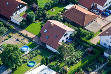 Aerial view of Fritz-Haber-Straße in Haßloch in the state Rhineland-Palatinate, Germany