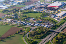 Lorries - parking spaces at the highway rest stop and parkingAutohof Europa Park of the BAB A 5 in Herbolzheim in the state Baden-Wuerttemberg, Germany