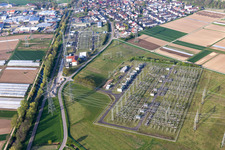 Site of the substation for voltage conversion and electrical power supply of ENBW in Eichstetten am Kaiserstuhl in the state Baden-Wuerttemberg