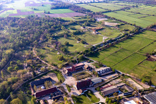 Aerial view of Zoo grounds Freigehege and Stadtgaertnerei in Freiburg im Breisgau in the state Baden-Wurttemberg, Germany