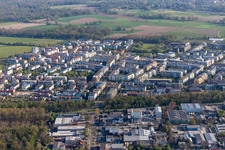 Aerial view of Outskirts residential in the district Rieselfeld in Freiburg im Breisgau in the state Baden-Wuerttemberg, Germany
