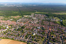 Oblique view of City overview from the north in Kandel in the state Rhineland-Palatinate, Germany
