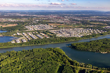 Aerial view of MIRO Mineral Oil Refinery Upper Rhine in the district Knielingen in Karlsruhe in the state Baden-Wuerttemberg, Germany