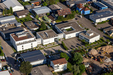 Aerial view of Church Computer Center Foundation in the district Eggenstein in Eggenstein-Leopoldshafen in the state Baden-Wuerttemberg, Germany