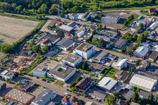 Drone image of Foundation Church Computing Center Southwest Germany in the district Eggenstein in Eggenstein-Leopoldshafen in the state Baden-Wuerttemberg, Germany