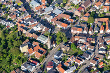Town View of the streets and houses of the residential areas in Eggenstein-Leopoldshafen in the state Baden-Wuerttemberg, Germany