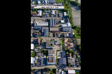 Oblique view of Church Computer Center Foundation in the district Eggenstein in Eggenstein-Leopoldshafen in the state Baden-Wuerttemberg, Germany