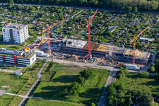 Aerial view of Construction site for the new building of a research building of Vector Informatik GmbH in the Emmy-Noether-Street in the technology-park Karlsruhe