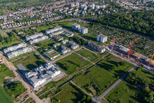 Oblique view of Technology Park in the district Rintheim in Karlsruhe in the state Baden-Wuerttemberg, Germany