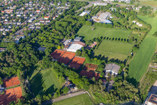 Aerial view of Ski Club SSC KSV Clubhouse in the district Hagsfeld in Karlsruhe in the state Baden-Wuerttemberg, Germany
