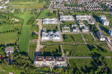 Technology Park in the district Rintheim in Karlsruhe in the state Baden-Wuerttemberg, Germany from above