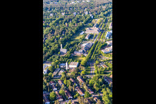 Aerial view of Center, Free Waldorf School, Otto Hahn Gymnasium in the district Waldstadt in Karlsruhe in the state Baden-Wuerttemberg, Germany