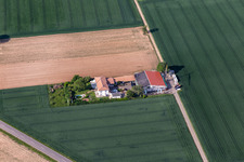 Aerial view of Bioland Winery Neuspergerhof in Rohrbach in the state Rhineland-Palatinate, Germany