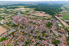 Bird's eye view of Zeiskam in the state Rhineland-Palatinate, Germany
