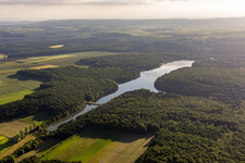 Bird's eye view of Ellertshäuser See in the district Altenmünster in Stadtlauringen in the state Bavaria, Germany
