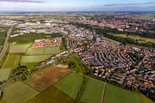 Town View of the streets and houses of the residential areas in Sennfeld in the state Bavaria, Germany