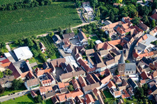 Main Street in Großkarlbach in the state Rhineland-Palatinate, Germany from the plane