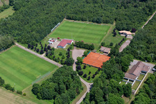 Aerial view of Football field Steinweiler in Steinweiler in the state Rhineland-Palatinate, Germany
