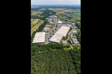 Aerial view of Thermo Fisher GmbH, ZUFALL logistics group - Branch Kandel in the district Minderslachen in Kandel in the state Rhineland-Palatinate, Germany