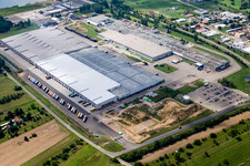 Oblique view of Goodyear from the northeast in Philippsburg in the state Baden-Wuerttemberg, Germany