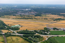Aerial photograpy of Flensburg Airport in the district Weiche in Flensburg in the state Schleswig Holstein, Germany