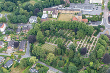 Aerial view of Old Cemetery Flensburg, Christiansenpark, Old Water Tower in the district Duburg in Flensburg in the state Schleswig Holstein, Germany